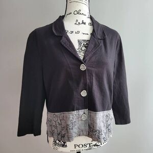 Vintage Nina Piccalino 100% cotton blazer lagom lagenlook earthy boho quirky art